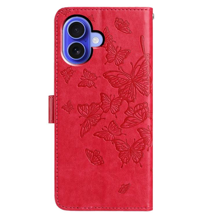 For iPhone 16 Butterfly Flutter Pattern Embossed Leather Phone Case