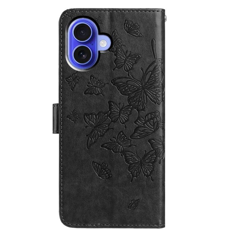 For iPhone 16 Butterfly Flutter Pattern Embossed Leather Phone Case