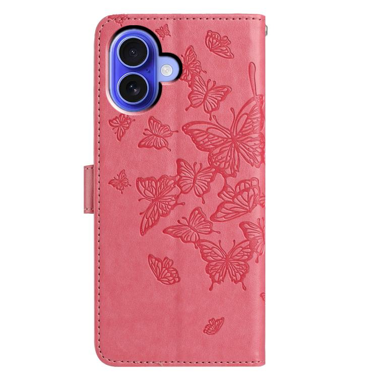 For iPhone 16 Butterfly Flutter Pattern Embossed Leather Phone Case