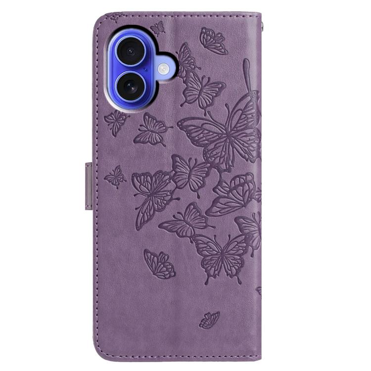 For iPhone 16 Butterfly Flutter Pattern Embossed Leather Phone Case