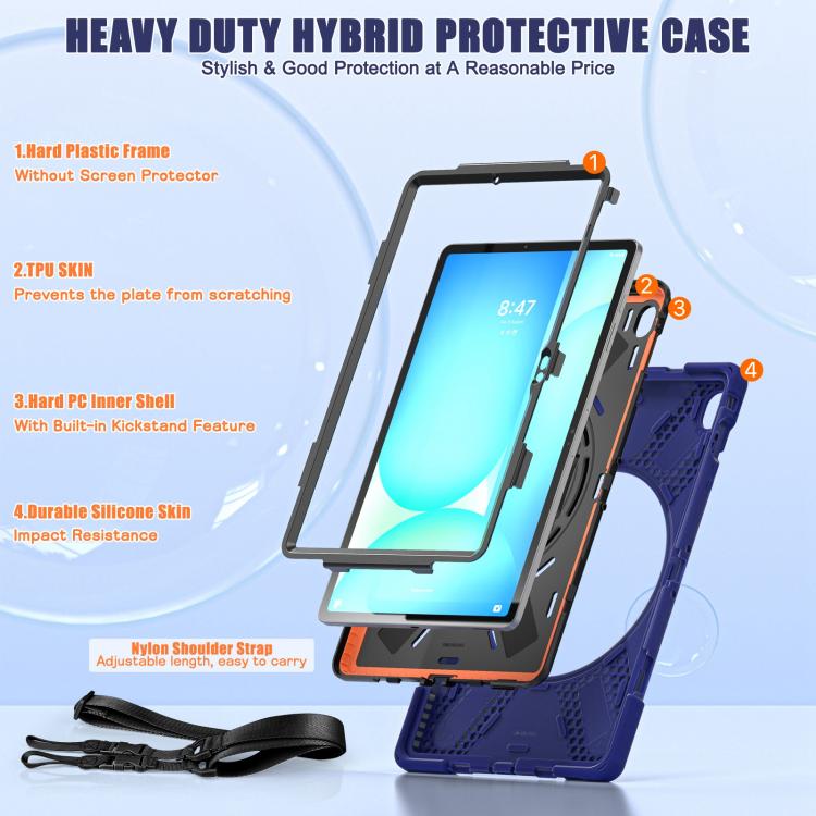 For Samsung Galaxy Tab S10 FE+ Rotatable Kickstand Grip Heavy Duty Hard Rugged Tablet Case