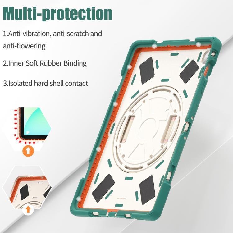For Samsung Galaxy Tab S10 FE+ Rotatable Kickstand Grip Heavy Duty Hard Rugged Tablet Case