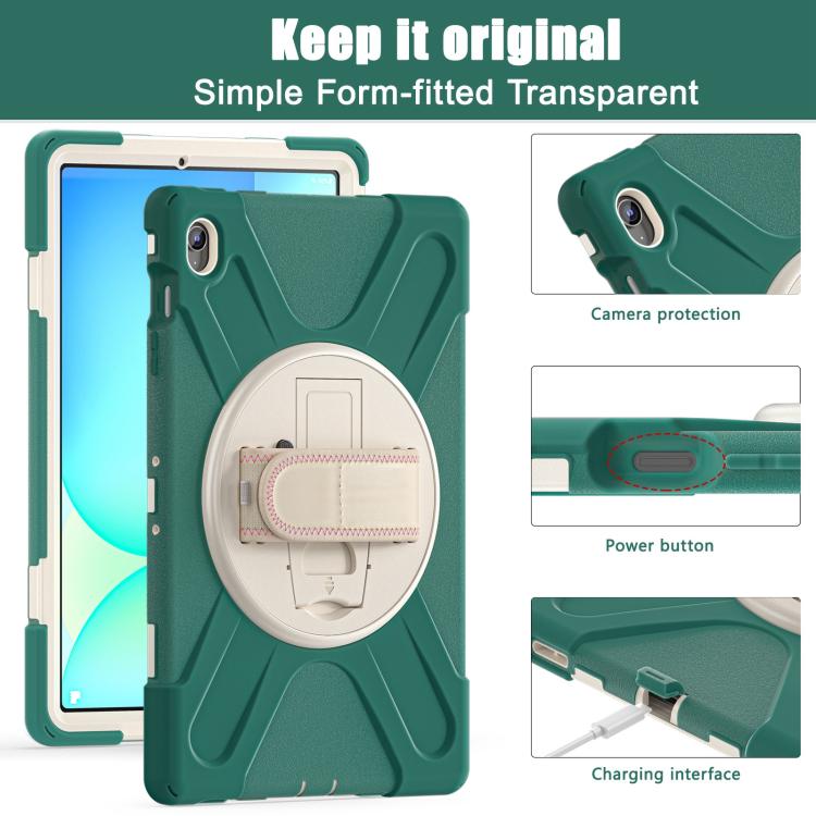 For Samsung Galaxy Tab S10 FE+ Rotatable Kickstand Grip Heavy Duty Hard Rugged Tablet Case