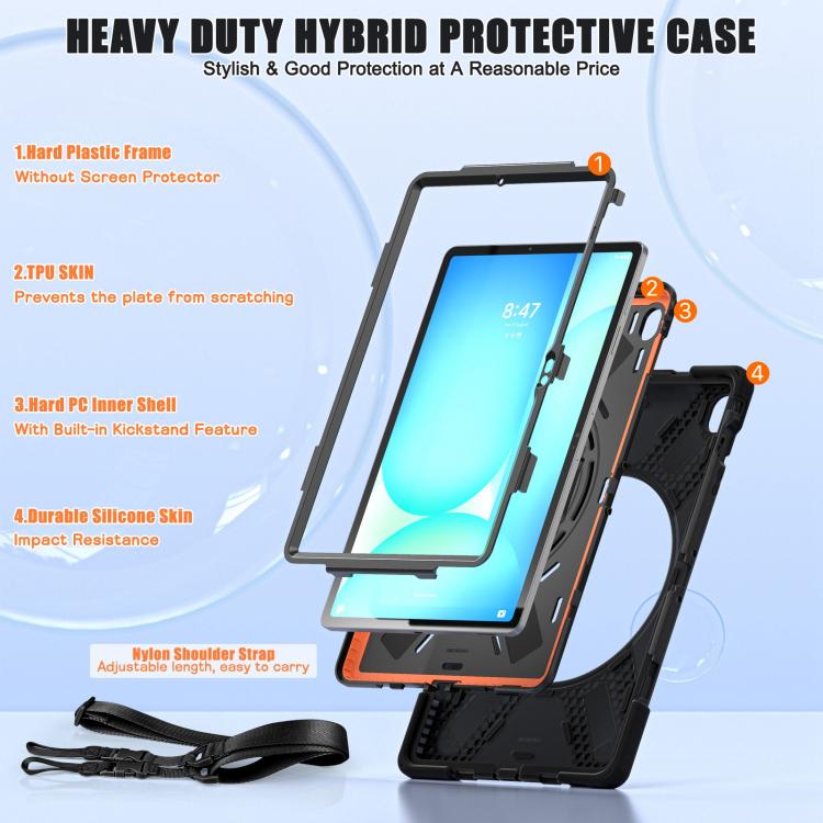 For Samsung Galaxy Tab S10 FE+ Rotatable Kickstand Grip Heavy Duty Hard Rugged Tablet Case