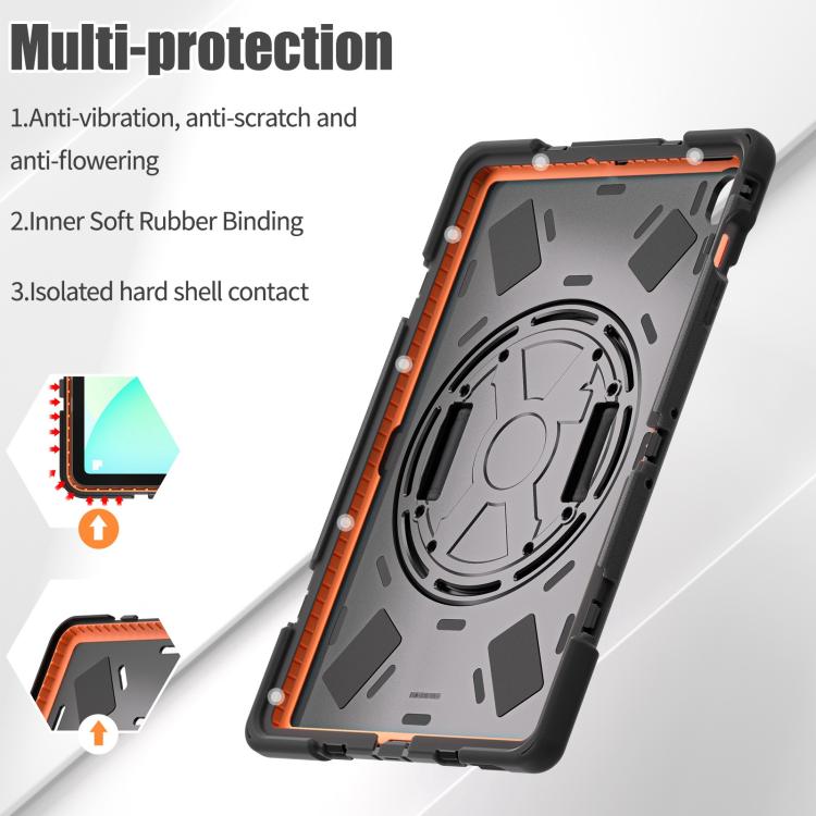 For Samsung Galaxy Tab S10 FE+ Rotatable Kickstand Grip Heavy Duty Hard Rugged Tablet Case
