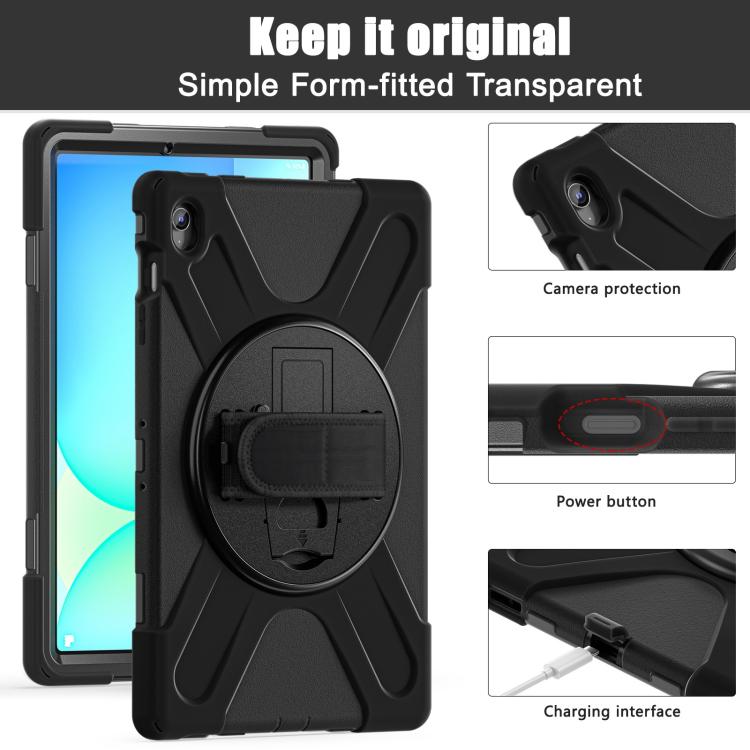 For Samsung Galaxy Tab S10 FE+ Rotatable Kickstand Grip Heavy Duty Hard Rugged Tablet Case