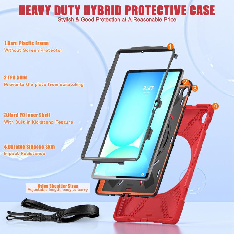 For Samsung Galaxy Tab S10 FE+ Rotatable Kickstand Grip Heavy Duty Hard Rugged Tablet Case