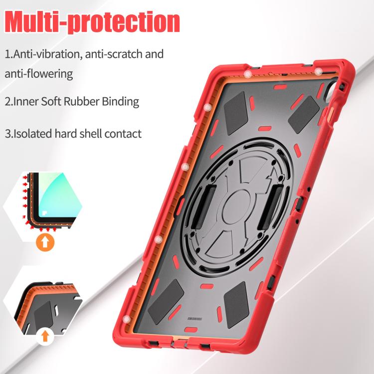 For Samsung Galaxy Tab S10 FE+ Rotatable Kickstand Grip Heavy Duty Hard Rugged Tablet Case