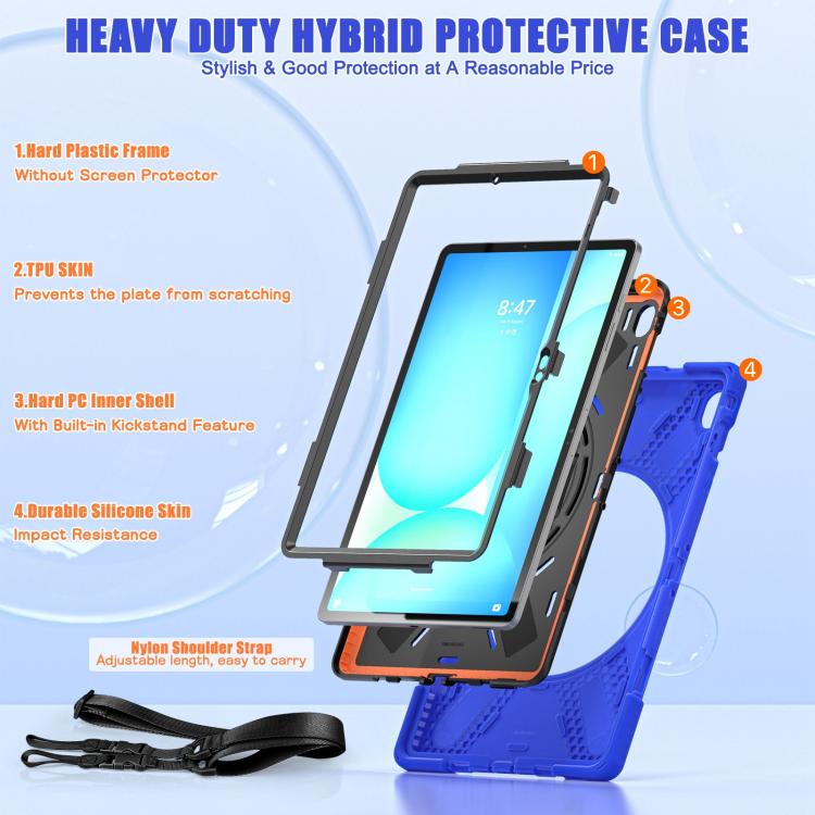 For Samsung Galaxy Tab S10 FE+ Rotatable Kickstand Grip Heavy Duty Hard Rugged Tablet Case