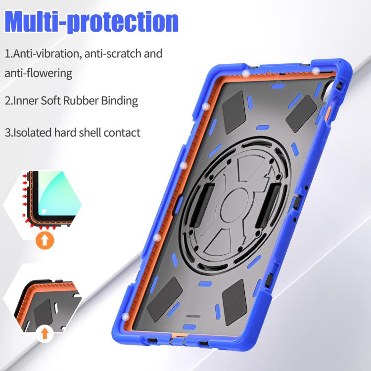 For Samsung Galaxy Tab S10 FE+ Rotatable Kickstand Grip Heavy Duty Hard Rugged Tablet Case