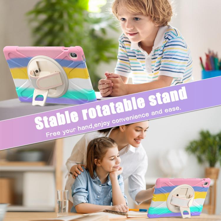 For Samsung Galaxy Tab S10 FE+ Rotatable Kickstand Grip Heavy Duty Hard Rugged Tablet Case
