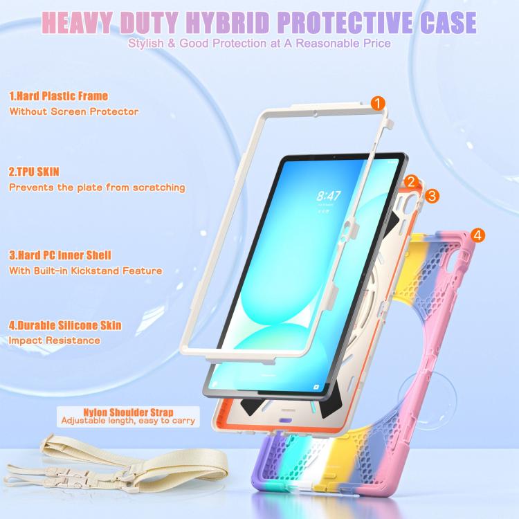 For Samsung Galaxy Tab S10 FE+ Rotatable Kickstand Grip Heavy Duty Hard Rugged Tablet Case