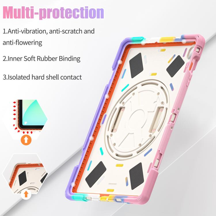 For Samsung Galaxy Tab S10 FE+ Rotatable Kickstand Grip Heavy Duty Hard Rugged Tablet Case