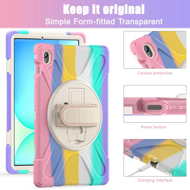 For Samsung Galaxy Tab S10 FE+ Rotatable Kickstand Grip Heavy Duty Hard Rugged Tablet Case