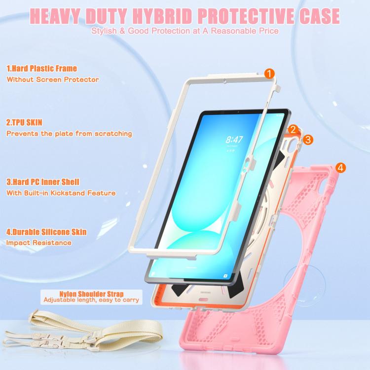 For Samsung Galaxy Tab S10 FE+ Rotatable Kickstand Grip Heavy Duty Hard Rugged Tablet Case