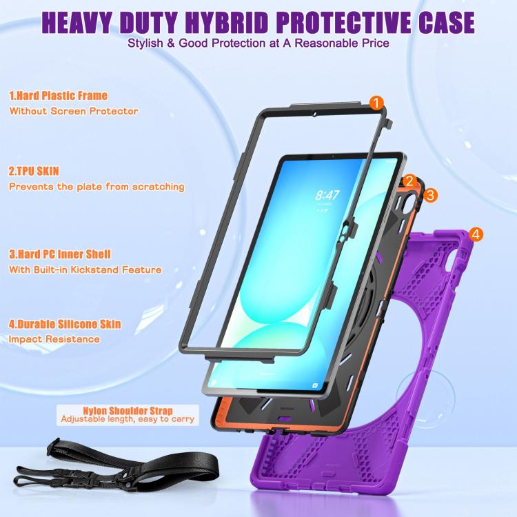 For Samsung Galaxy Tab S10 FE+ Rotatable Kickstand Grip Heavy Duty Hard Rugged Tablet Case