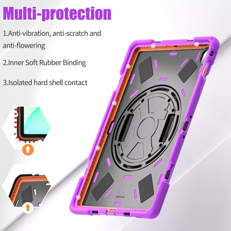 For Samsung Galaxy Tab S10 FE+ Rotatable Kickstand Grip Heavy Duty Hard Rugged Tablet Case