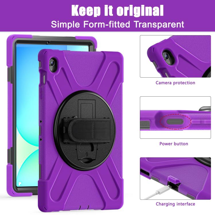 For Samsung Galaxy Tab S10 FE+ Rotatable Kickstand Grip Heavy Duty Hard Rugged Tablet Case