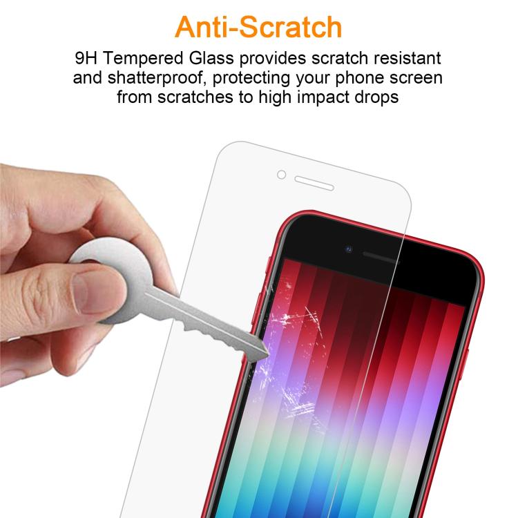 For iPhone SE 2022 / SE 2020 10pcs xDfind 9H 2.5D High Aluminum Tempered Glass Film
