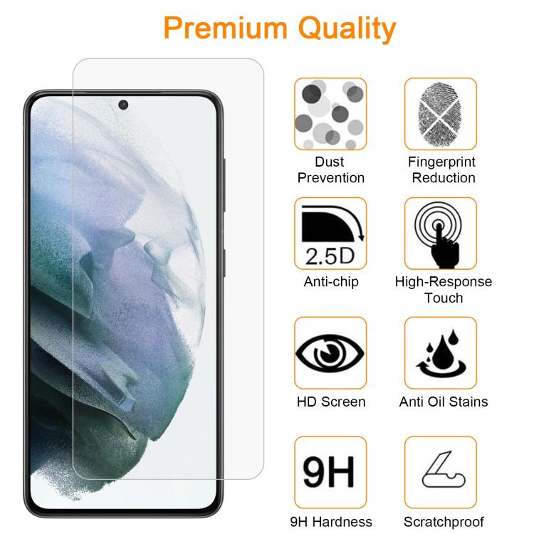 For Samsung Galaxy S21 5G 10pcs xDfind 0.18mm 9H 2.5D High Aluminum Tempered Glass Film, Support Fingerprint Unlocking