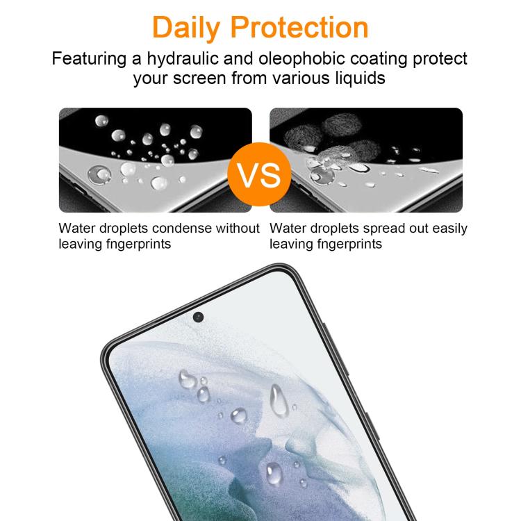 For Samsung Galaxy S21 5G 10pcs xDfind 0.18mm 9H 2.5D High Aluminum Tempered Glass Film, Support Fingerprint Unlocking