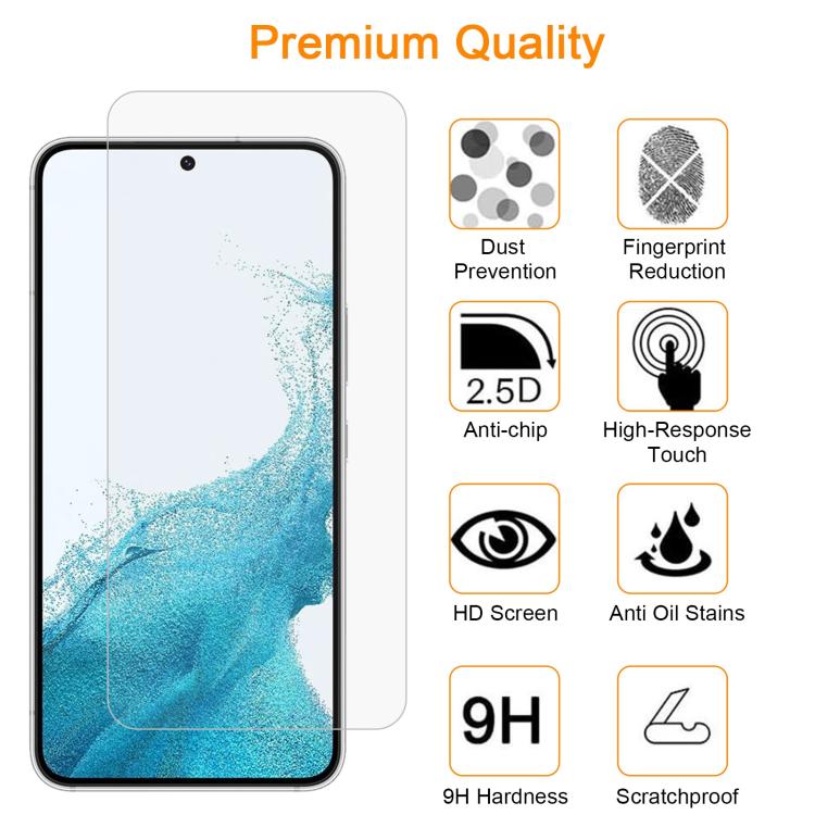 For Samsung Galaxy S22+ 5G 10pcs xDfind 0.18mm 9H 2.5D High Aluminum Tempered Glass Film, Support Fingerprint Unlocking