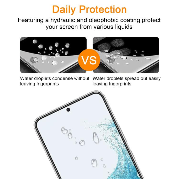 For Samsung Galaxy S22+ 5G 10pcs xDfind 0.18mm 9H 2.5D High Aluminum Tempered Glass Film, Support Fingerprint Unlocking