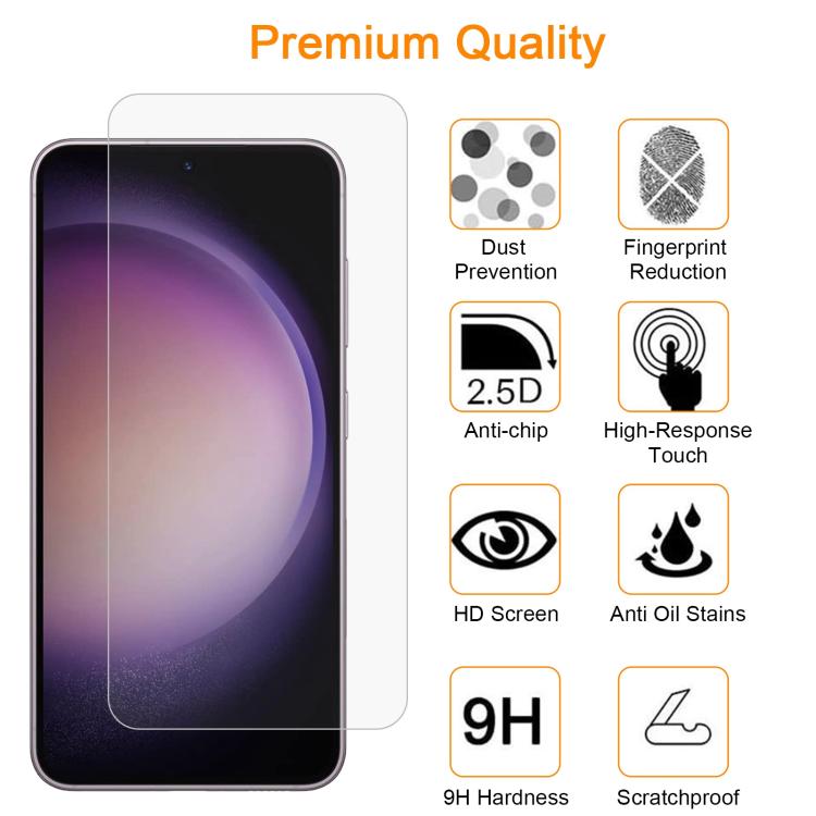 For Samsung Galaxy S23 5G 10pcs xDfind 0.18mm 9H 2.5D High Aluminum Tempered Glass Film, Support Fingerprint Unlocking