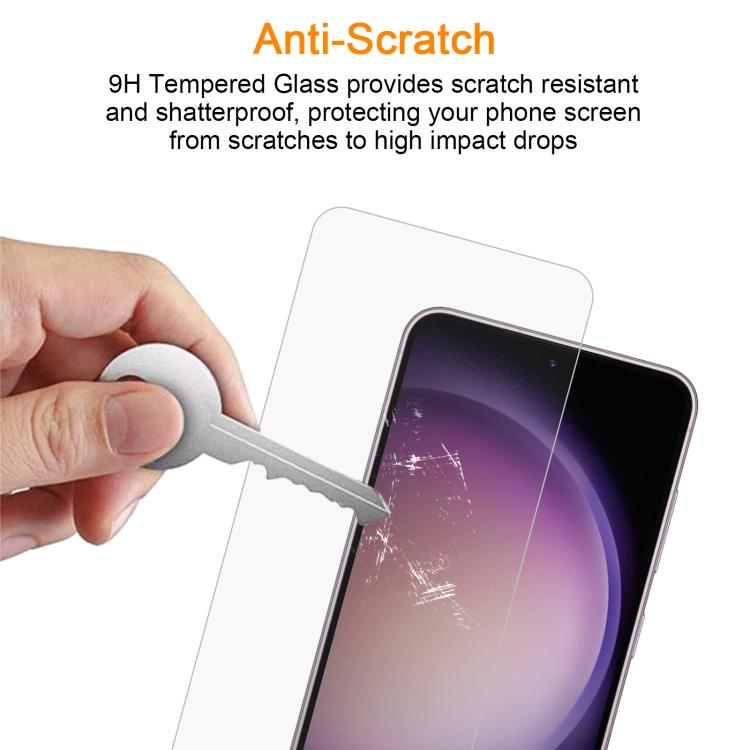 For Samsung Galaxy S23 5G 10pcs xDfind 0.18mm 9H 2.5D High Aluminum Tempered Glass Film, Support Fingerprint Unlocking