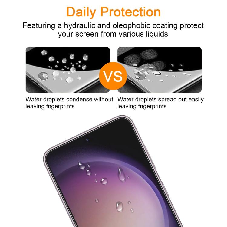 For Samsung Galaxy S23 5G 10pcs xDfind 0.18mm 9H 2.5D High Aluminum Tempered Glass Film, Support Fingerprint Unlocking