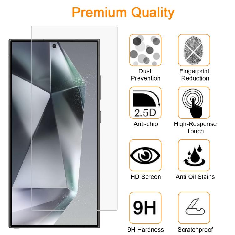 For Samsung Galaxy S24 Ultra 5G 10pcs xDfind 0.18mm 9H 2.5D High Aluminum Tempered Glass Film, Support Fingerprint Unlocking