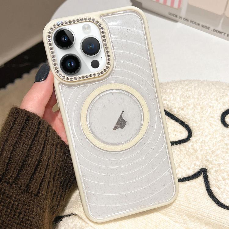 For iPhone 12 Pro Max Diamond Lens Frame MagSafe Wave Texture Clear Phone Case