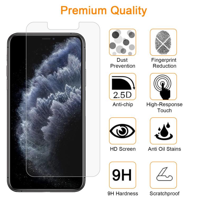 For iPhone 11 Pro Max / XS Max 10pcs xDfind 0.26mm 9H 2.5D Middle Aluminum Tempered Glass Film