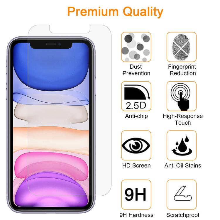 For iPhone 11 / XR 10pcs xDfind 0.26mm 9H 2.5D Middle Aluminum Tempered Glass Film