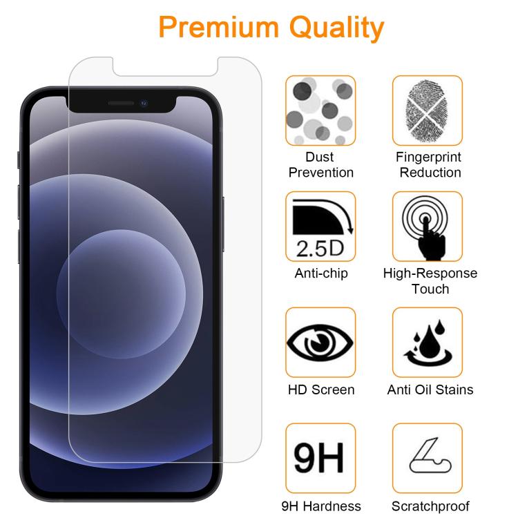 For iPhone 12 mini 10pcs xDfind 0.26mm 9H 2.5D Middle Aluminum Tempered Glass Film