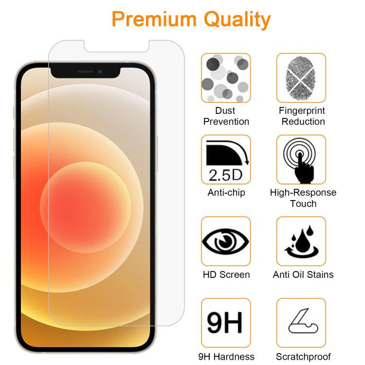 For iPhone 12 / 12 Pro 10pcs xDfind 0.26mm 9H 2.5D Middle Aluminum Tempered Glass Film