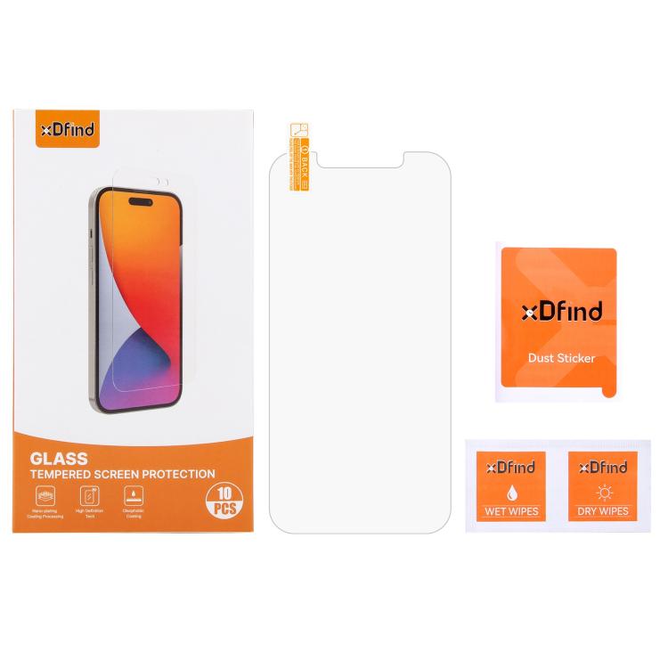 For iPhone 12 / 12 Pro 10pcs xDfind 0.26mm 9H 2.5D Middle Aluminum Tempered Glass Film