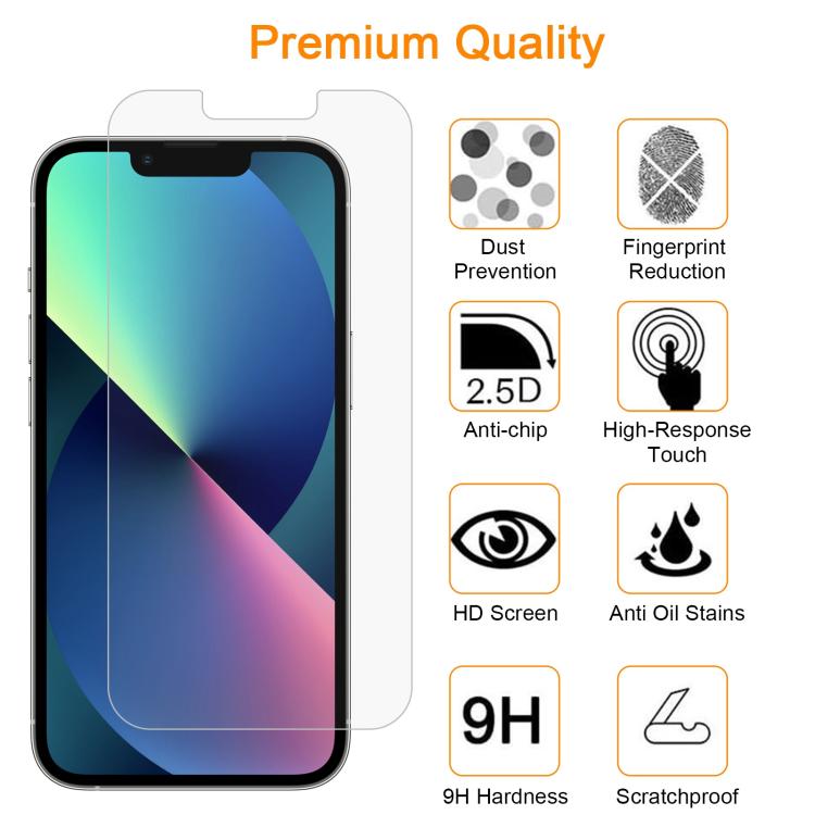 For iPhone 13 mini 10pcs xDfind 0.26mm 9H 2.5D Middle Aluminum Tempered Glass Film
