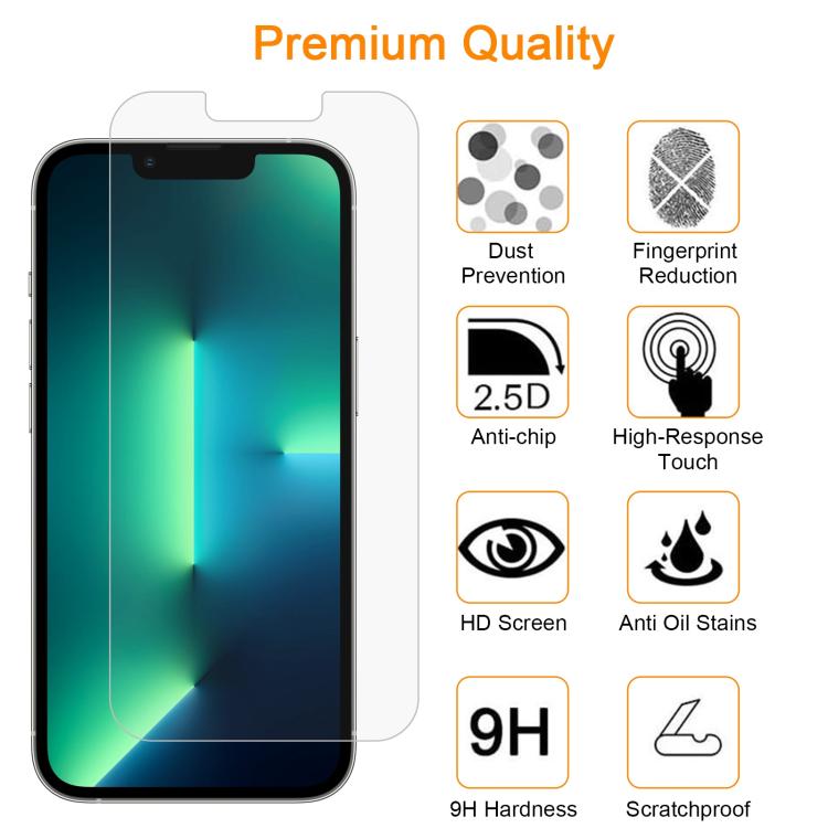 For iPhone 13 Pro Max 10pcs xDfind 0.26mm 9H 2.5D Middle Aluminum Tempered Glass Film