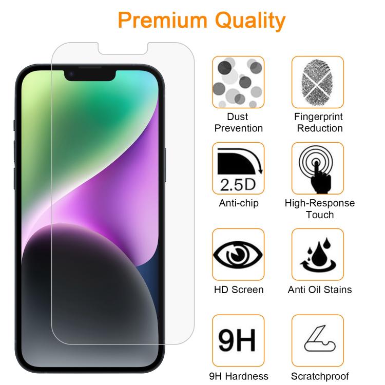 For iPhone 14 10pcs xDfind 0.26mm 9H 2.5D Middle Aluminum Tempered Glass Film