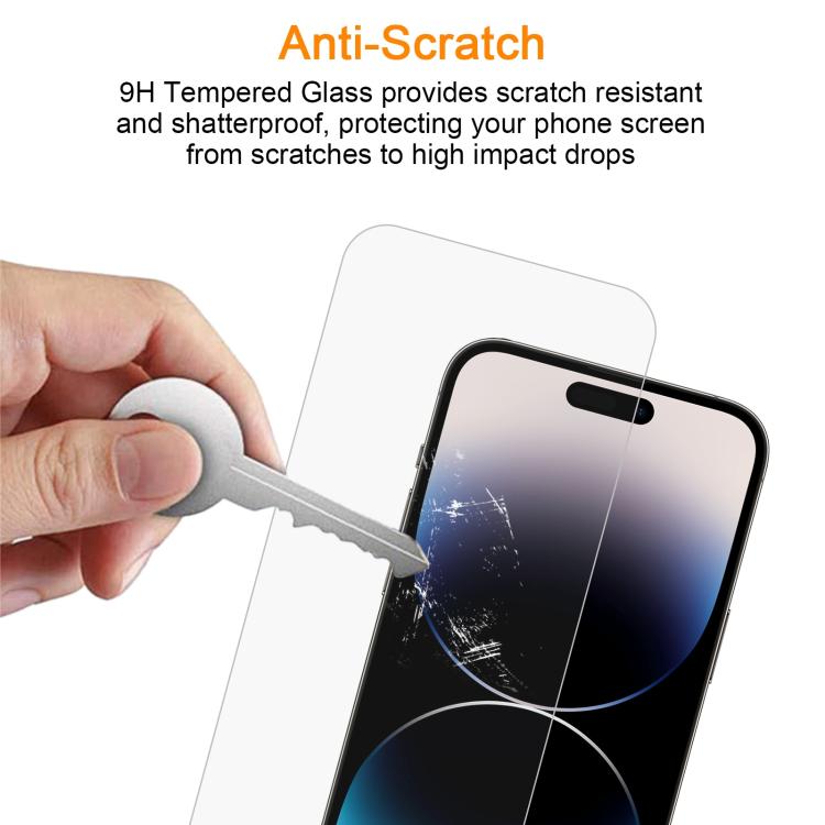For iPhone 14 Pro 10pcs xDfind 0.26mm 9H 2.5D Middle Aluminum Tempered Glass Film
