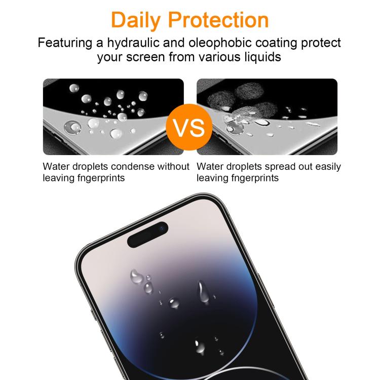 For iPhone 14 Pro Max 10pcs xDfind 0.26mm 9H 2.5D Middle Aluminum Tempered Glass Film