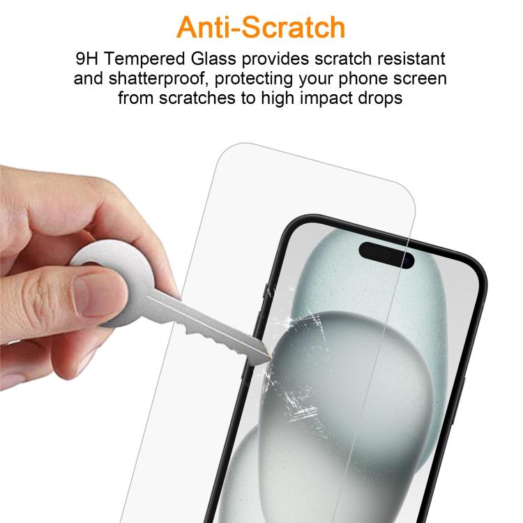 For iPhone 15 / 15 Pro 10pcs xDfind 0.26mm 9H 2.5D Middle Aluminum Tempered Glass Film