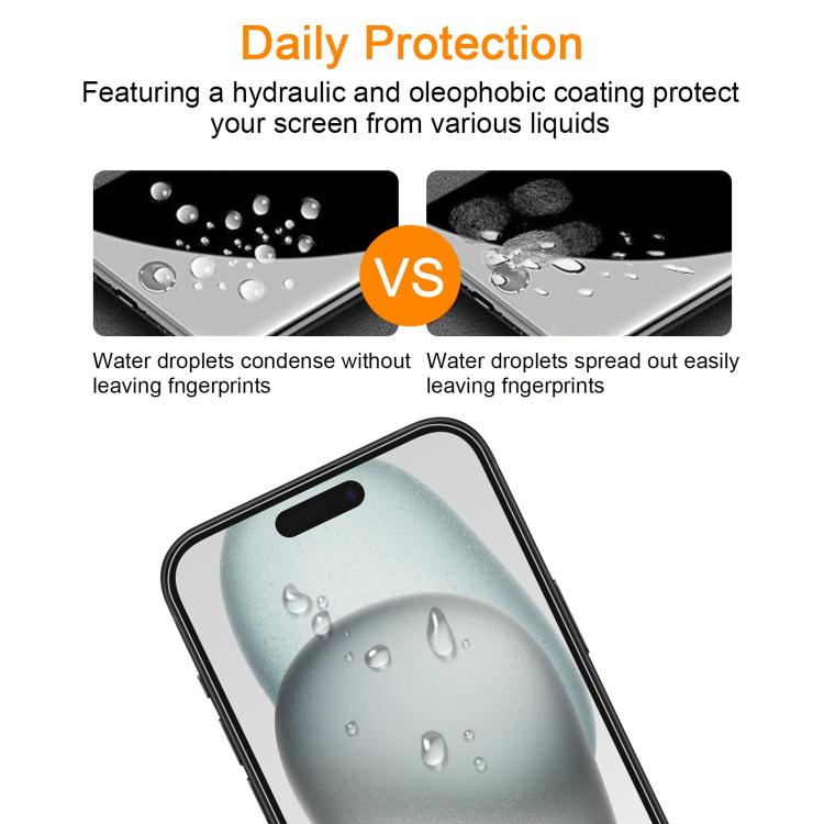 For iPhone 15 / 15 Pro 10pcs xDfind 0.26mm 9H 2.5D Middle Aluminum Tempered Glass Film