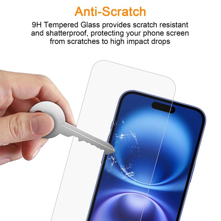 For iPhone 16 Plus 10pcs xDfind 0.26mm 9H 2.5D Middle Aluminum Tempered Glass Film