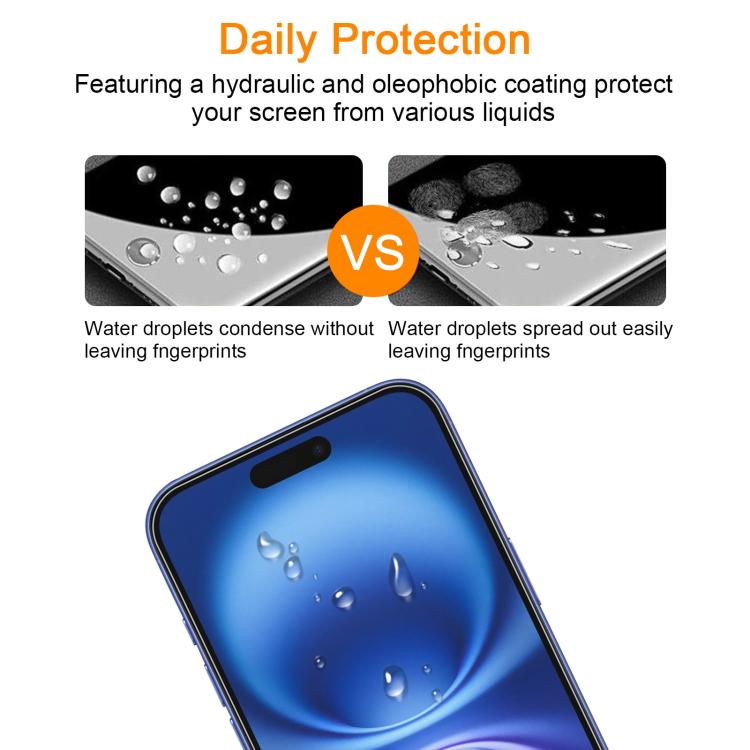 For iPhone 16 Plus 10pcs xDfind 0.26mm 9H 2.5D Middle Aluminum Tempered Glass Film