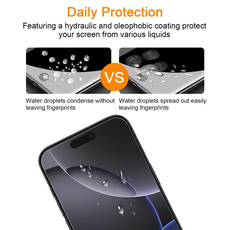 For iPhone 16 Pro 10pcs xDfind 0.26mm 9H 2.5D Middle Aluminum Tempered Glass Film