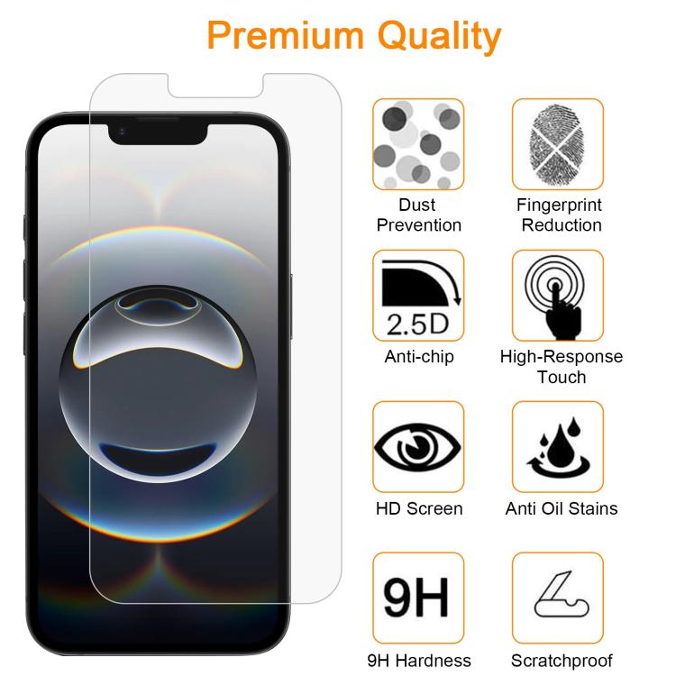 For iPhone 17e / 16e / 13 / 13 Pro 10pcs xDfind 0.26mm 9H 2.5D Middle Aluminum Tempered Glass Film