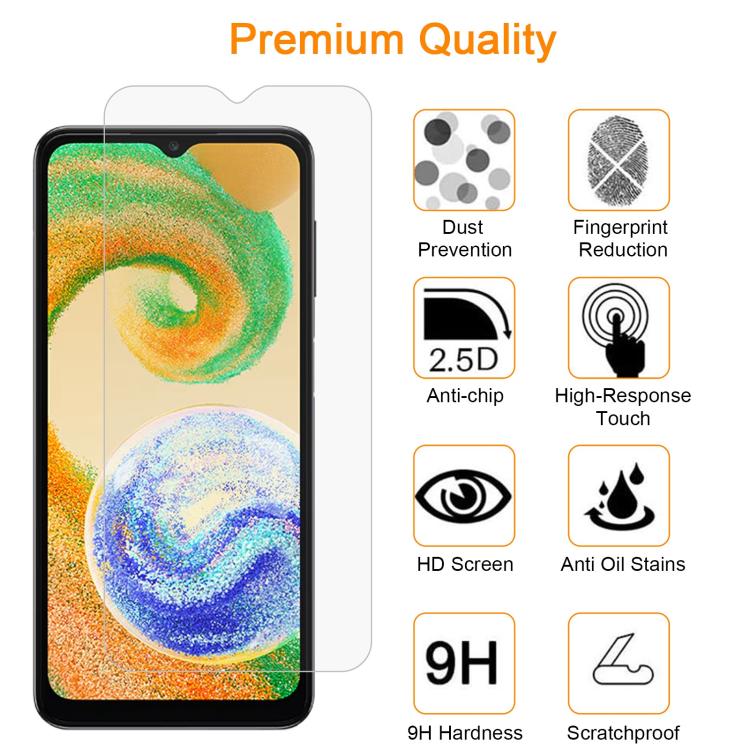 For Samsung Galaxy A04s / A04 / A04e 10pcs xDfind 0.26mm 9H 2.5D Middle Aluminum Tempered Glass Film