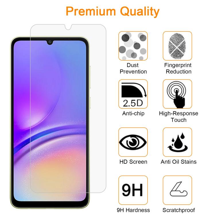 For Samsung Galaxy A05 / A05e 10pcs xDfind 0.26mm 9H 2.5D Middle Aluminum Tempered Glass Film